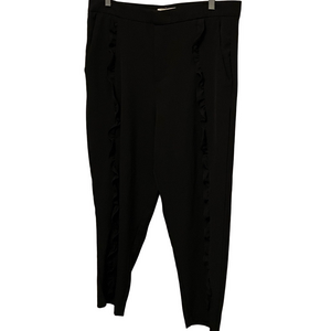 Women’s Silence + Whispers Black Crop Pants With Front Ruffle Size XL